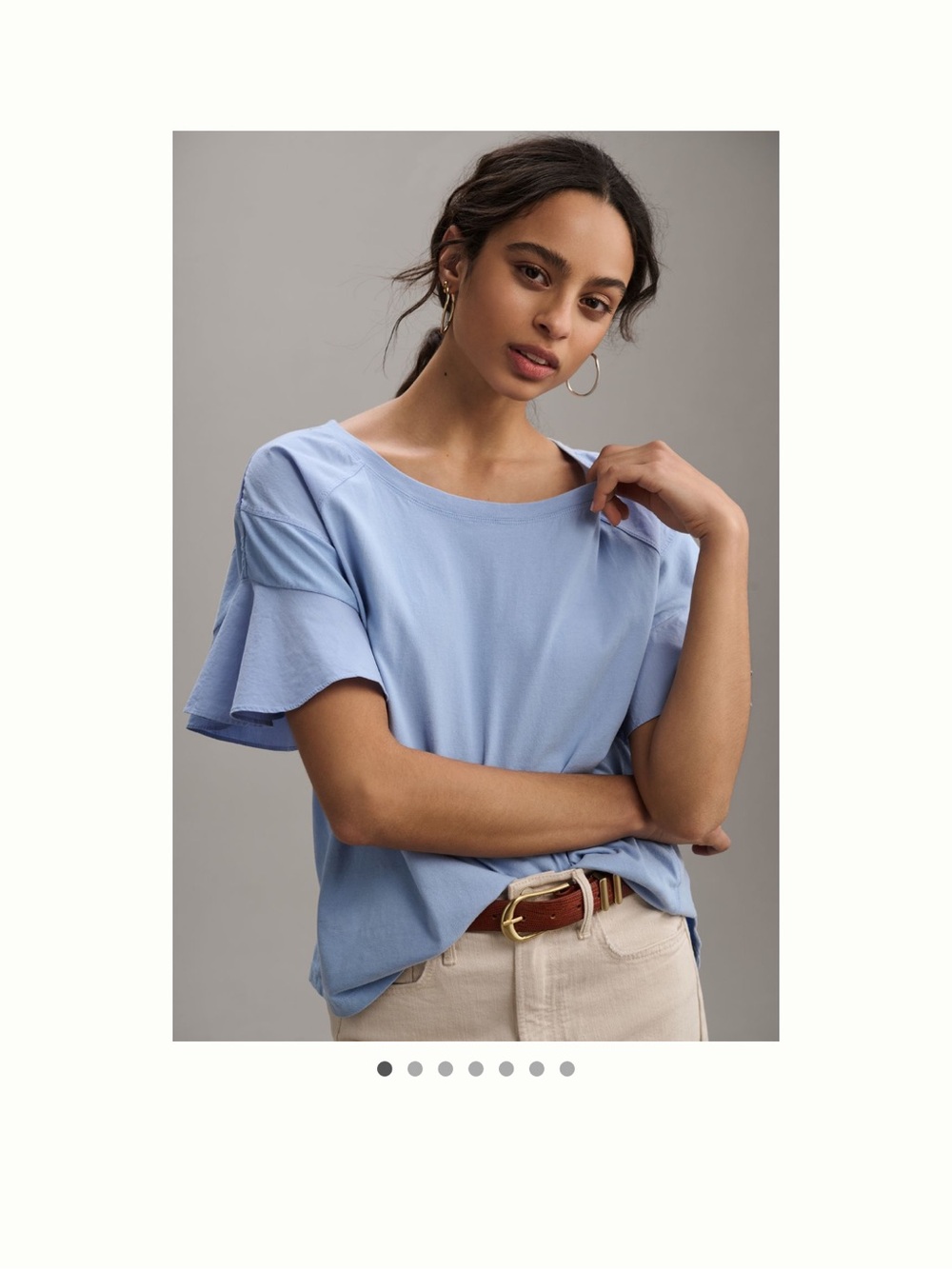 NWT - Anthropologie - Flutter Sleeve Tee - Light Blue - Runs Larger